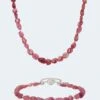 Collier Und Armband Mit Pink Turmalin Und Hämatit