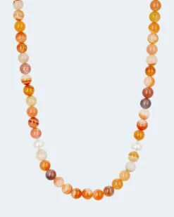 Collier Mit Aprikosen Achat, Hämatit Und SWZ-Perle