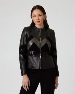 Lederjacke Im Patch-Design