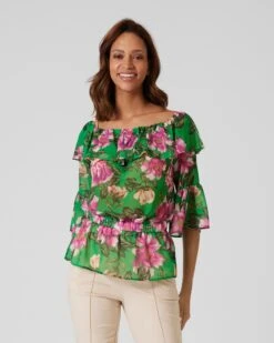 Chiffonbluse Mit Carmen-Ausschnitt