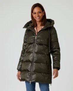 Langjacke, Wattiert, Mit Kapuze