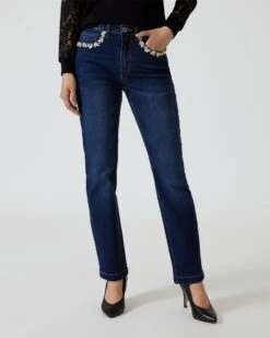 Jeans Mit Schmucksteinapplikation