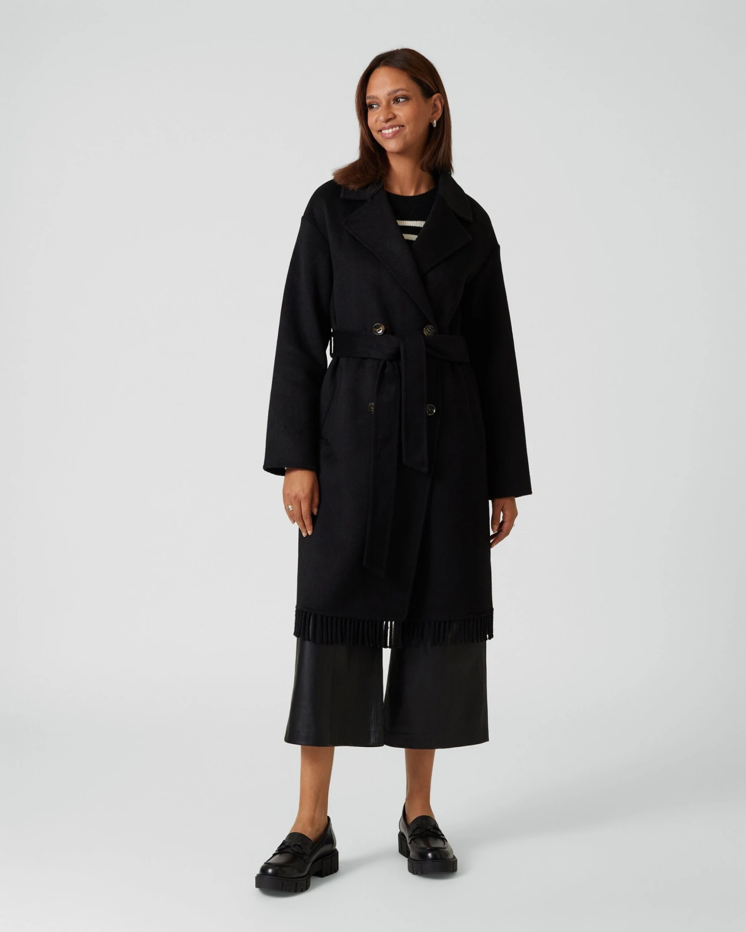 Doubleface-Mantel Mit Fransen 5 Doubleface-Mantel Mit Fransen – Bild 3