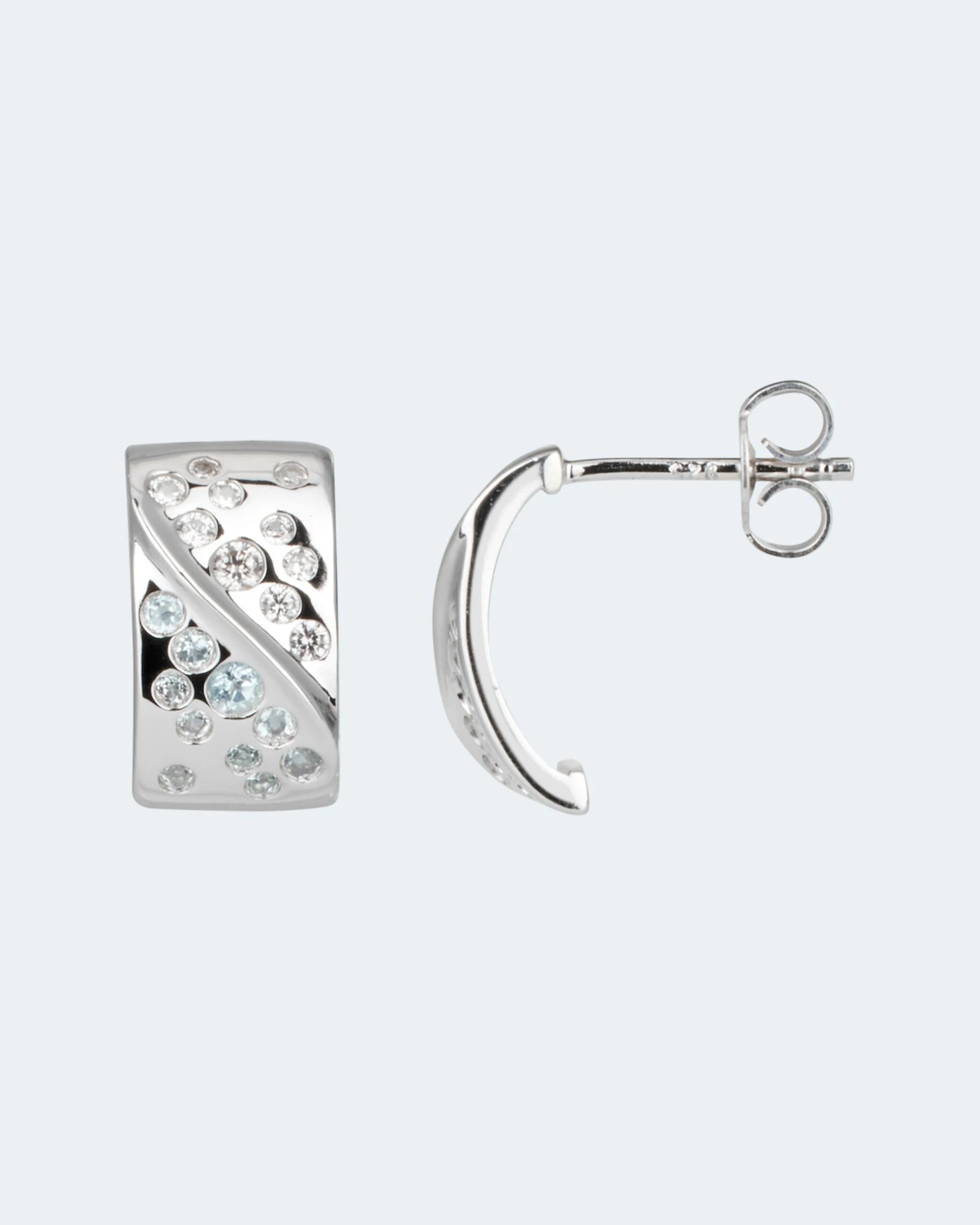 Halbcreolen Mit Blautops & Zirkon 3 Halbcreolen Mit Blautops & Zirkon