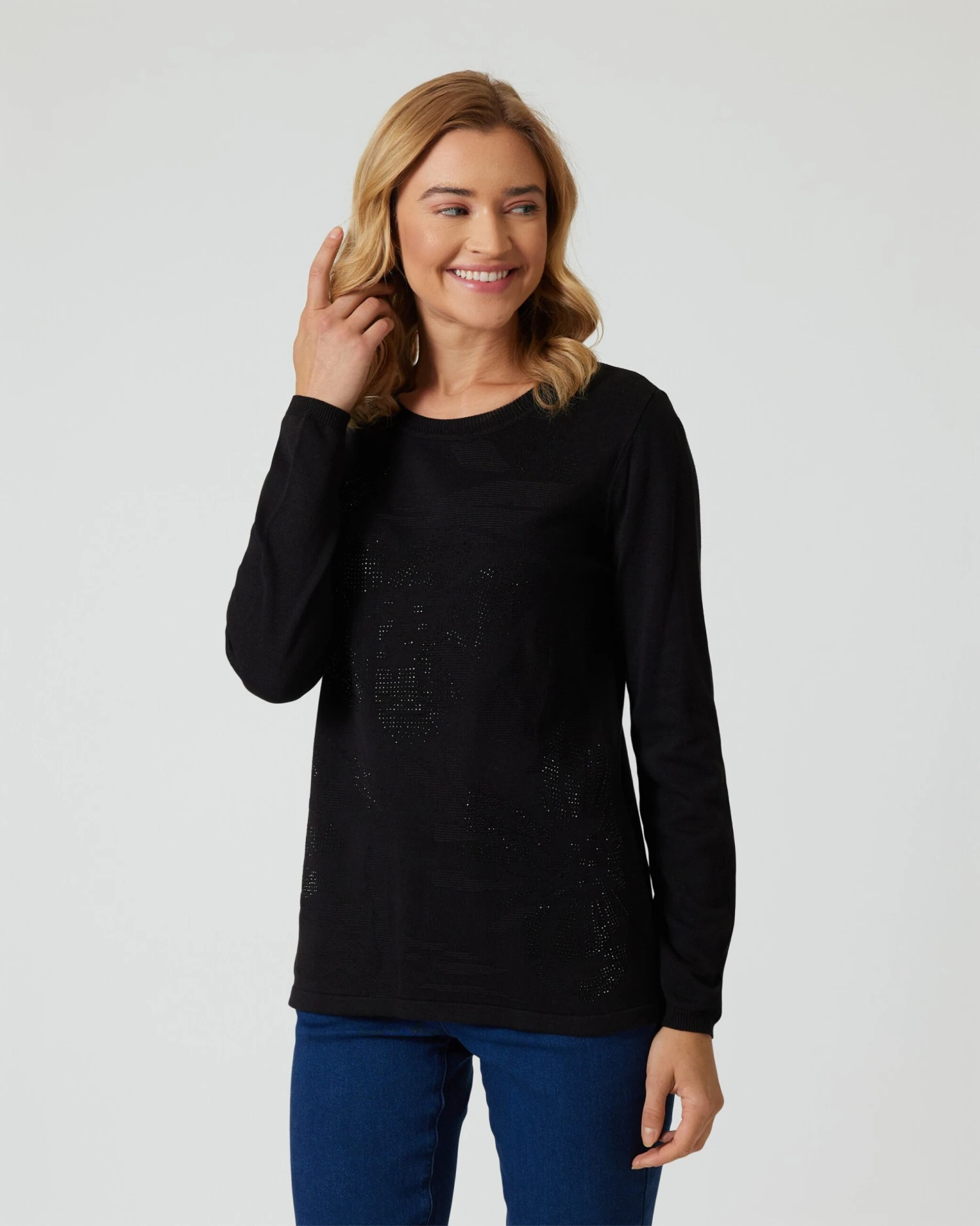 Pullover Mit Strass-Blumen 9 Pullover Mit Strass-Blumen – Bild 7