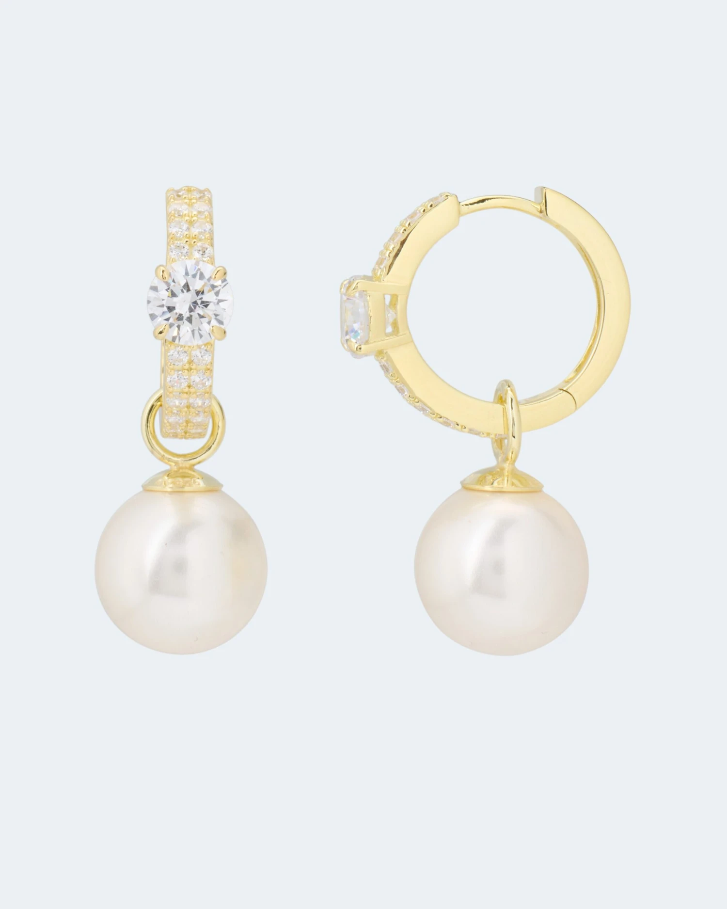 Creolen Mit MK-Perle 12mm Und Zirkonia 3 Creolen Mit MK-Perle 12mm Und Zirkonia