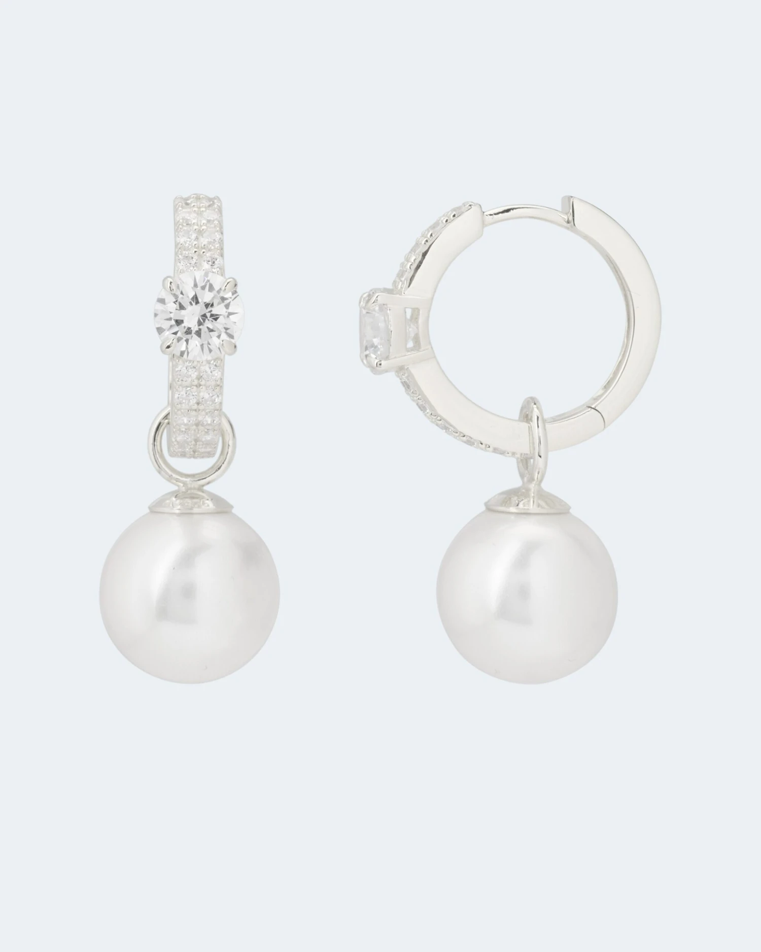 Creolen Mit MK-Perle 12mm Und Zirkonia 5 Creolen Mit MK-Perle 12mm Und Zirkonia – Bild 3