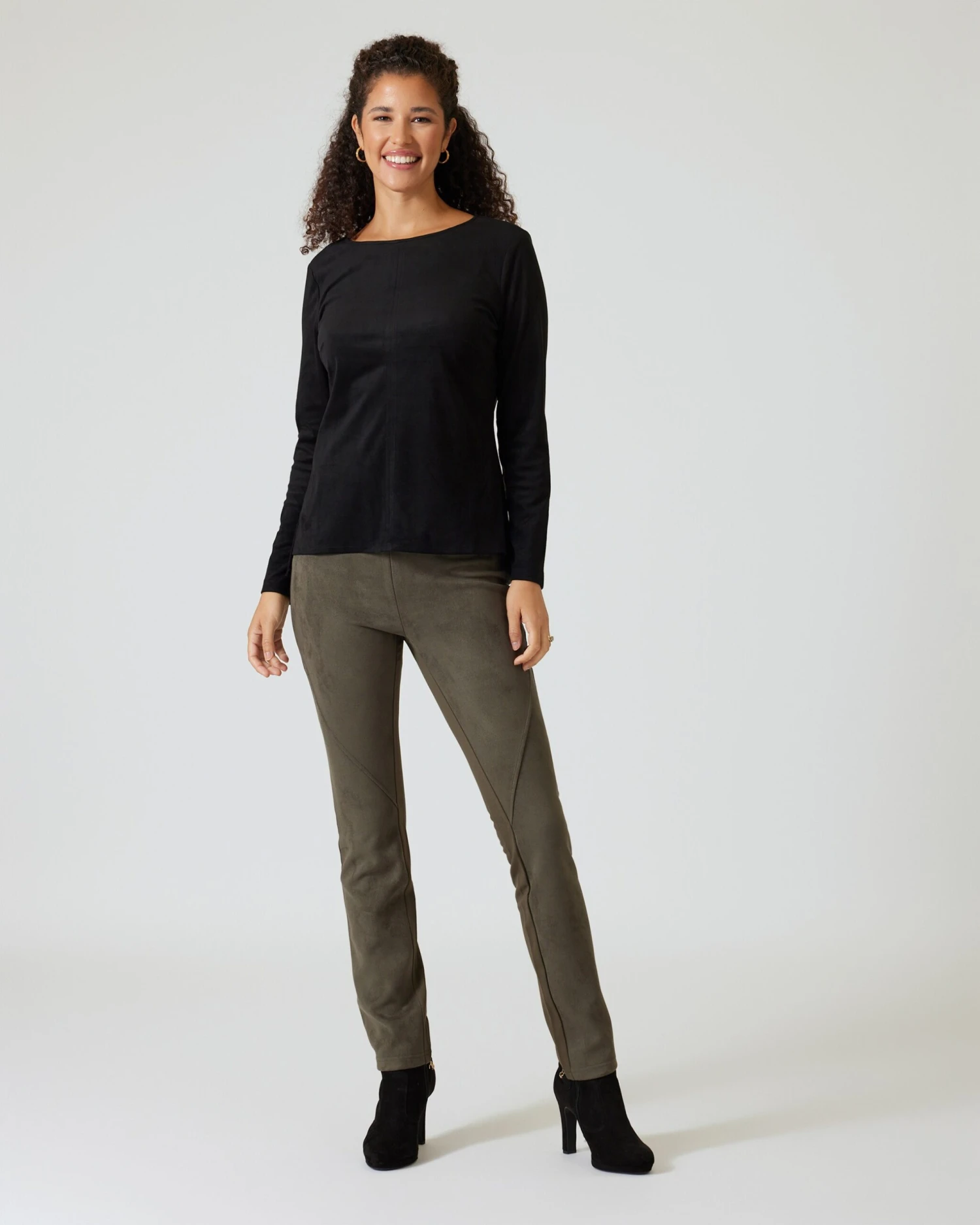 Hose Ponte Mix Mit Veloursleder-Imitat 7 Hose Ponte Mix Mit Veloursleder-Imitat – Bild 5