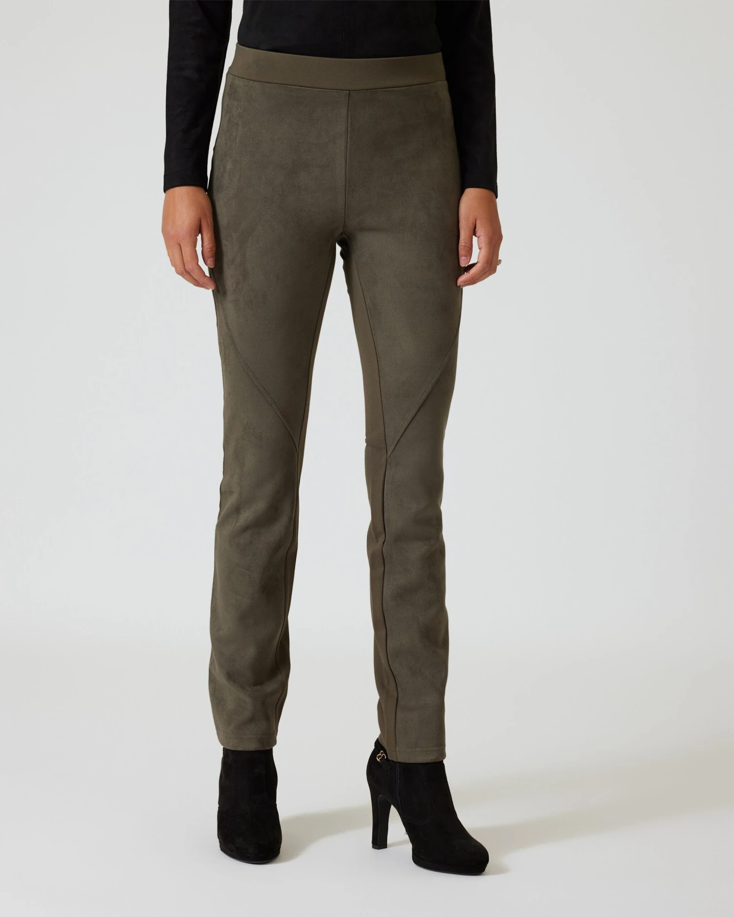 Hose Ponte Mix Mit Veloursleder-Imitat 6 Hose Ponte Mix Mit Veloursleder-Imitat – Bild 4