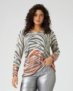 Feinstrick-Shirt Im Animal-Design