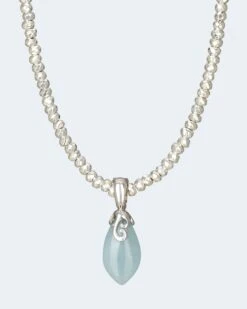 Set: Hämatit-Collier Mit Aquamarin-Anhänger